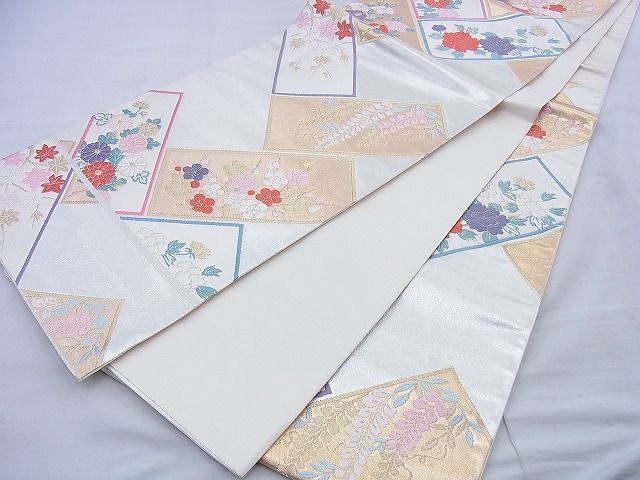平和屋着物◎六通柄袋帯 唐織 草花文 金銀糸 逸品 BAAG0457jm