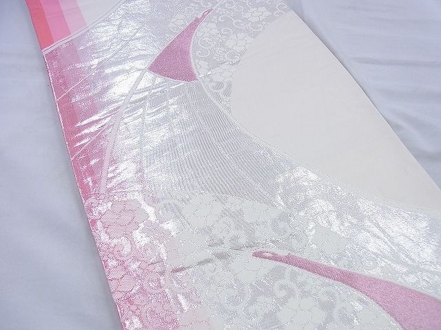 平和屋着物◎両面六通柄袋帯 唐織 束ね熨斗花文 金銀糸 逸品 BAAG0455jm