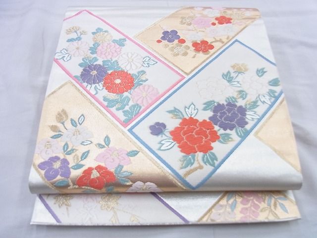 平和屋着物◎六通柄袋帯 唐織 草花文 金銀糸 逸品 BAAG0457jm