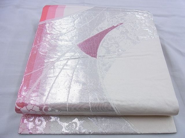 平和屋着物◎両面六通柄袋帯 唐織 束ね熨斗花文 金銀糸 逸品 BAAG0455jm
