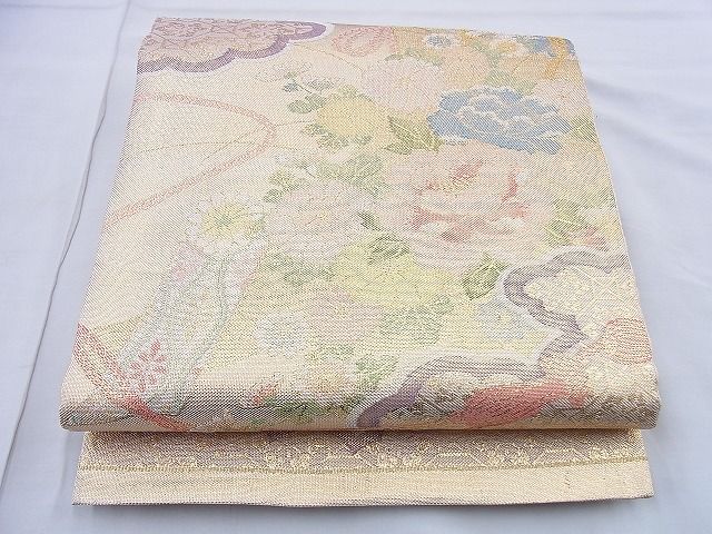 平和屋着物◎六通柄袋帯 几帳花文 金糸 逸品 BAAG0578jm