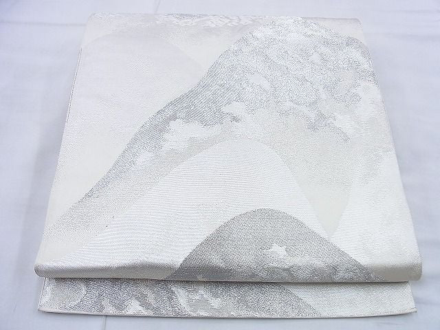 平和屋着物◎六通柄袋帯 重ね山文様 銀糸 逸品 BAAG0573jm