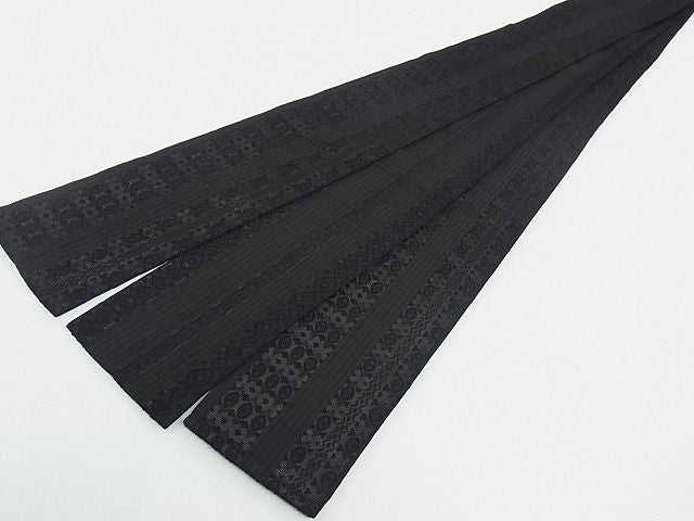 平和屋本店■極上 夏物 男性 両面 角帯 間道 黒地 逸品 CZAA0559s4