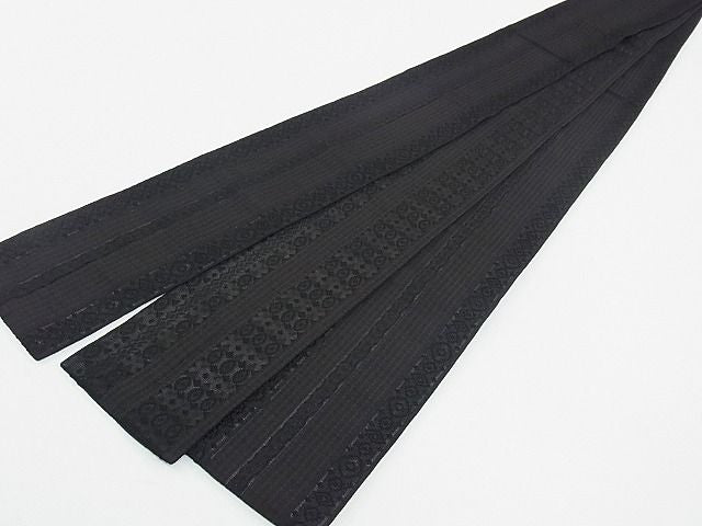 平和屋本店■極上 夏物 男性 両面 角帯 間道 黒地 逸品 CZAA0559s4
