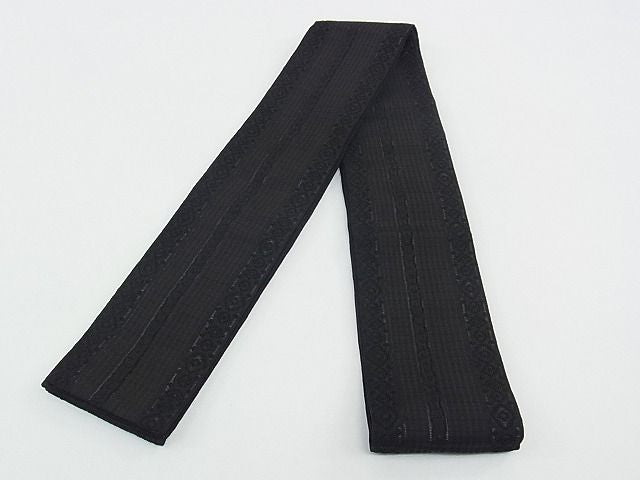 平和屋本店■極上 夏物 男性 両面 角帯 間道 黒地 逸品 CZAA0559s4