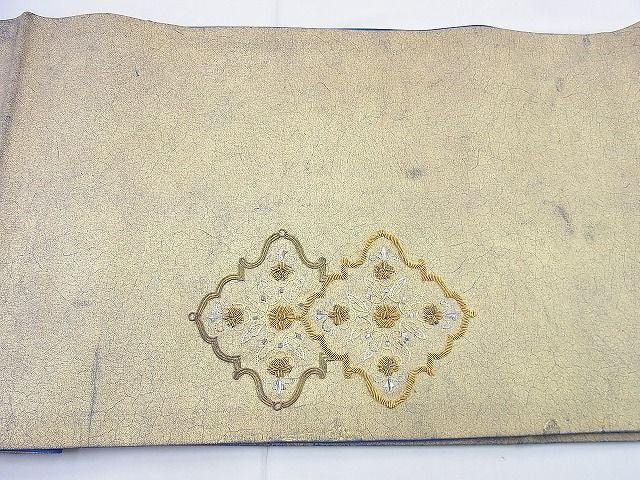 平和屋着物◎太鼓柄袋帯 刺繍 宝相華 金糸 逸品 BAAG0594jm