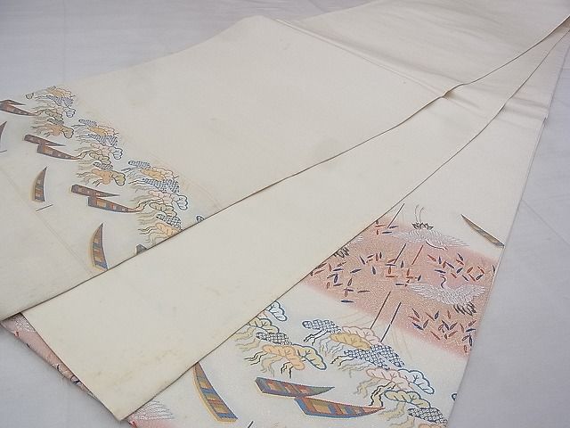 平和屋着物◎西陣 太鼓柄袋帯 飛鶴柳浜松文 金糸 逸品 BAAG0170if
