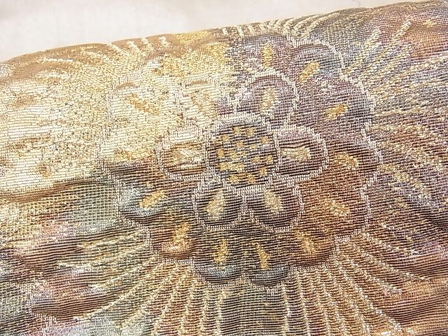 平和屋着物■太鼓柄袋帯 ふくれ織 鳳凰花文 金糸 逸品 CAAG0107fb