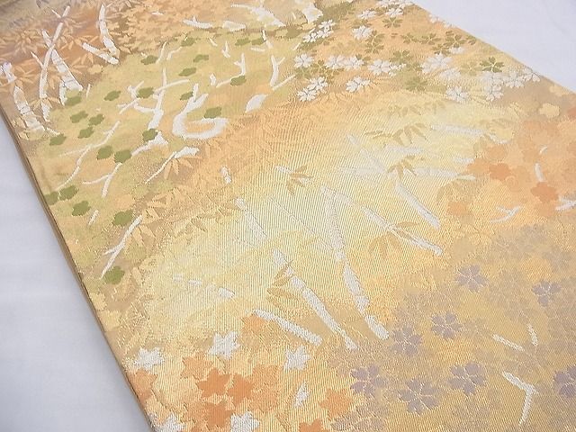 平和屋着物◎六通柄袋帯 秋草文 金銀糸 逸品 BAAG4137du