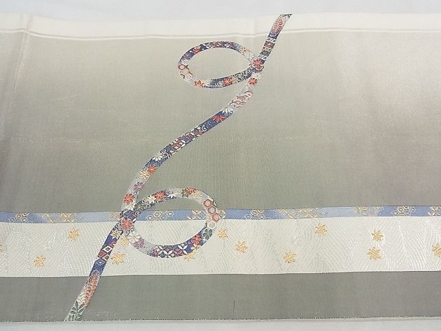 平和屋着物◎六通太鼓柄袋帯 唐織 竜田川吉祥文 金銀糸 逸品 CAAE9825yk