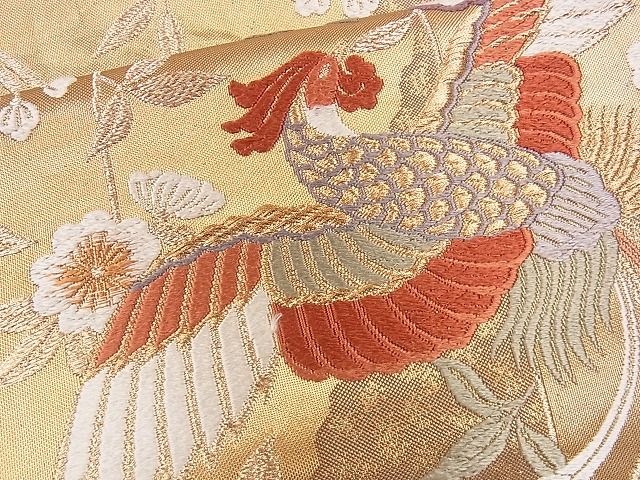 平和屋着物■六通柄袋帯 唐織 能衣花鳥文 金糸 逸品 CAAE5029eg