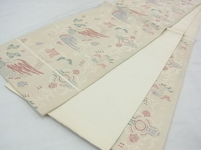 平和屋着物◎六通柄袋帯 花鳥唐草文 逸品 BAAF2034iy
