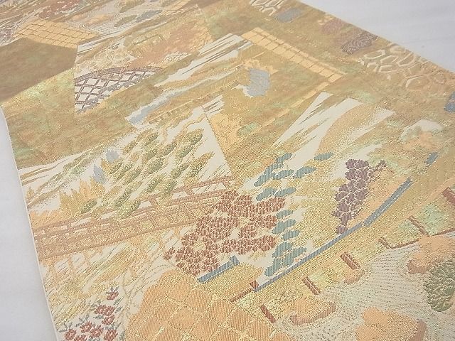 平和屋着物◎六通柄袋帯 竜安寺 金糸 逸品 BAAF2088iy