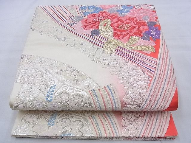 平和屋着物◎六通柄袋帯 唐織 束ね熨斗花文 金銀糸 逸品 BAAF2138iy