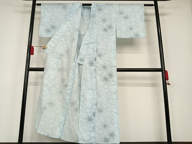 平和屋着物■夏物 小紋 楓文 洗える着物 AAAH6925Bph