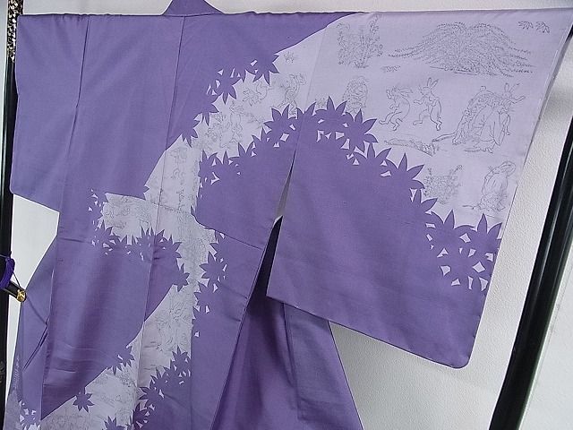 平和屋本店●極上 手彫木版染 佐伯武晴 訪問着 紬地 鳥獣戯画 やまと金ラベル 逸品 未使用 DZAA1447kh4