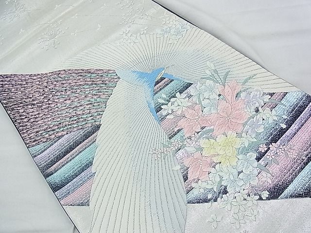 平和屋着物◎六通柄袋帯 唐織 花鳥文 金銀糸 逸品 BAAF6994ow