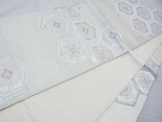 平和屋着物◎六通柄袋帯 唐織 亀甲花唐草文 銀糸 逸品 BAAH0118ow