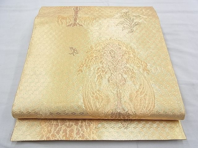 平和屋着物◎佐賀錦 六通柄袋帯 花樹双鳳双羊文 金糸 逸品 BAAH0137ow