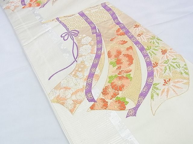 平和屋着物◎西陣 桜井 六通柄袋帯 唐織 几帳草花文 金銀糸 逸品 BAAG3155kj