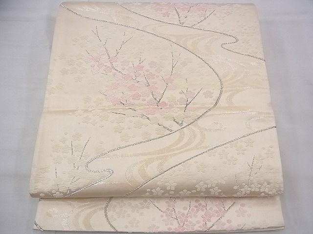 平和屋着物◎六通柄袋帯 唐織 流水枝梅文 金銀糸 逸品 BAAG7948fk
