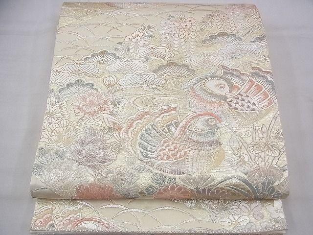平和屋着物◎六通柄袋帯 鴛鴦流水松花文 金銀糸 逸品 BAAG7960fk