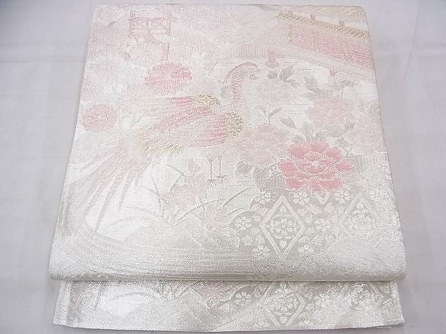 平和屋着物◎佐賀錦 六通柄袋帯 鳳凰風景飛鶴花文 900織 金銀糸 逸品 BAAG7854fk