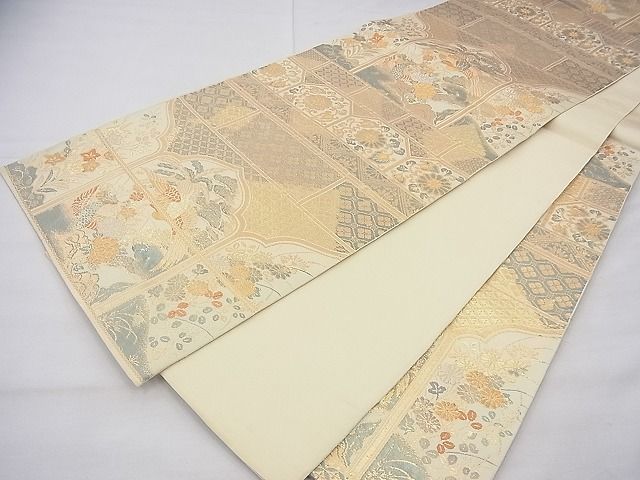 平和屋着物◎六通柄 本袋帯 鳳凰天井花文 彩飾二重箔 逸品 BAAG8018fk