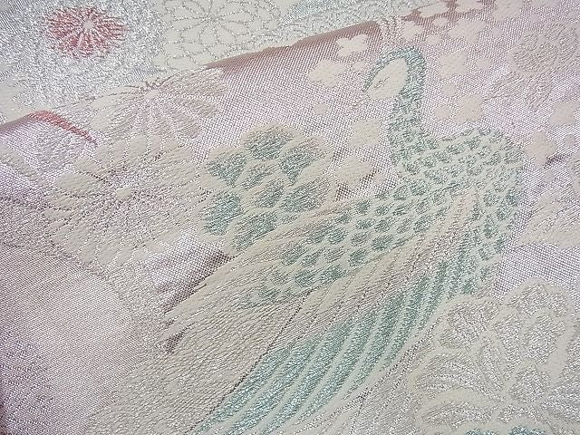 平和屋着物◎六通柄袋帯 唐織 流水花鳥文 銀糸 逸品 BAAG8041fk