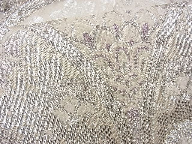平和屋着物◎六通柄袋帯 唐織 裳美織 青海波花文 銀糸 逸品 BAAG8029fk