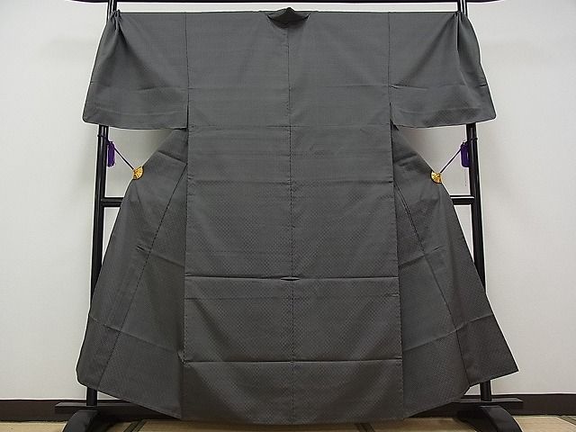 平和屋本店■極上 男性 紬 単衣 キングサイズ 市松綾織 逸品 未使用 CYAA0290s4