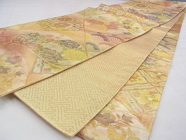 平和屋着物◎佐賀錦 六通柄袋帯 地紙菱吉祥花文 金糸 逸品 BAAG0173if