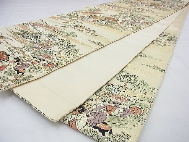 平和屋着物◎六通柄袋帯 唐織 大名行列 金糸 逸品 BAAG9617if