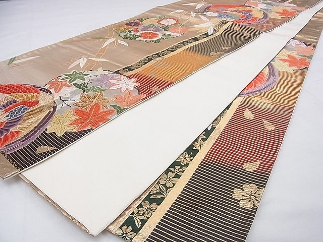 平和屋着物◎六通柄袋帯 唐織 鳳凰花丸文 金銀糸 逸品 BAAG9606if
