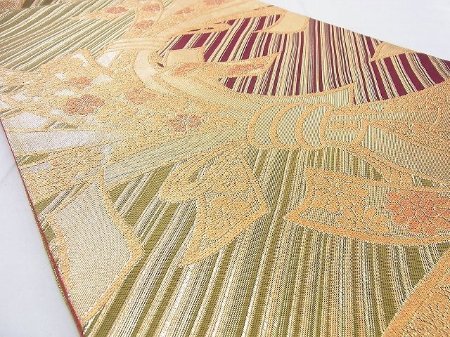 平和屋着物◎六通柄袋帯 束熨斗草花文 金糸 逸品 BAAG9641if