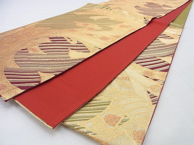 平和屋着物◎六通柄袋帯 束熨斗草花文 金糸 逸品 BAAG9641if