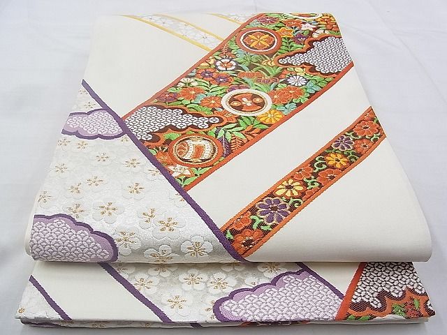平和屋着物◎六通柄袋帯 唐織 宝尽くし花文 金銀糸 逸品 BAAG9659if
