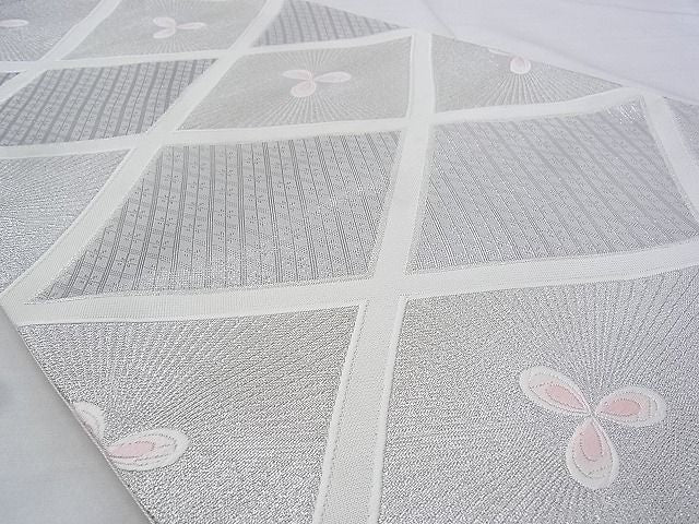 平和屋着物◎六通柄袋帯 唐織 菱吉祥文 九百白眉錦 銀糸 逸品 BAAG9652if