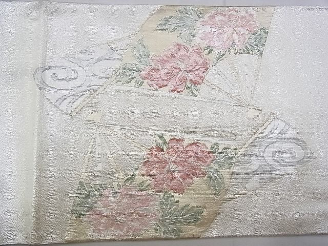 平和屋着物◎佐賀錦 太鼓柄袋帯 扇面花文 金銀糸 逸品 BAAG9691if
