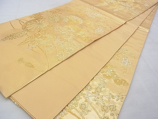 平和屋着物◎六通柄袋帯 花車文 金銀糸 逸品 BAAG9673if