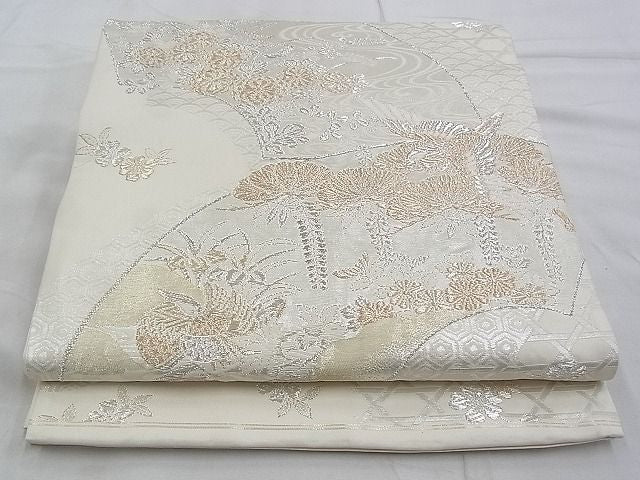 平和屋着物◎六通柄袋帯 唐織 美保姿 地紙鴛鴦草花文 金銀糸 逸品 BAAG6442xa
