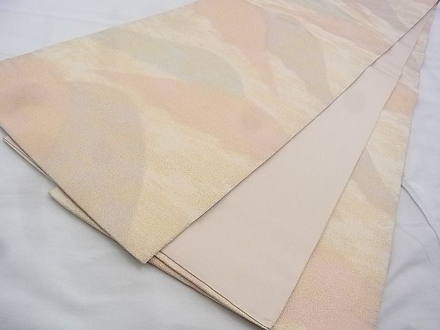 平和屋着物◎全通柄袋帯 砂子綴れ 遠山文様 金糸 逸品 BAAG6459xa
