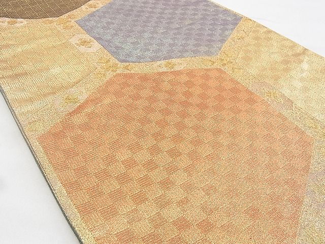 平和屋着物◎佐賀錦 六通柄袋帯 亀甲文様 金糸 逸品 BAAG6483xa