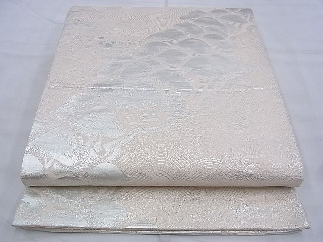 平和屋着物◎六通柄袋帯 綴れ 浜松文様 銀糸 逸品 BAAG9036iy