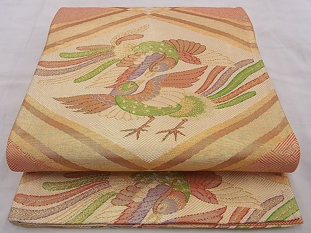 平和屋着物◎佐賀錦 六通柄袋帯 鳳凰菱花唐草文 金糸 逸品 BAAG9051iy