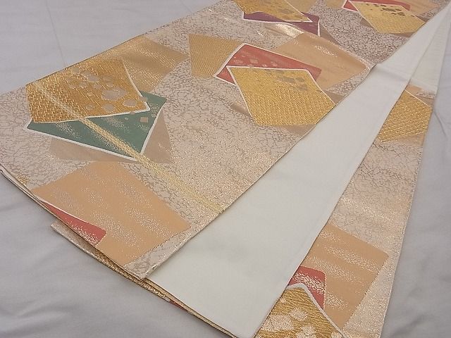 平和屋着物◎六通柄袋帯 唐織 色紙散らし 金糸 逸品 BAAG9062iy