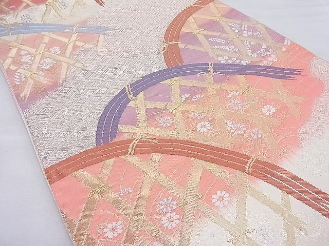 平和屋着物◎六通柄袋帯 唐織 籬秋草文 金糸 逸品 BAAG6284ea