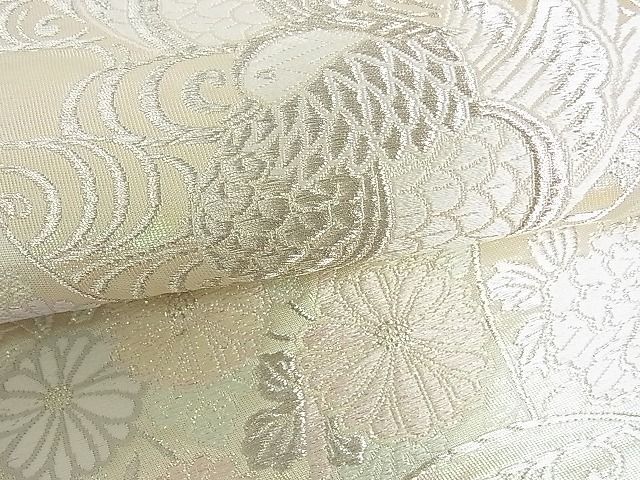 平和屋着物■六通柄袋帯 花鳥丸文 銀糸 逸品 DAAF3461sf