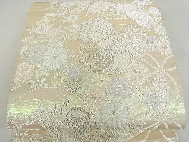 平和屋着物■六通柄袋帯 花鳥丸文 銀糸 逸品 DAAF3461sf
