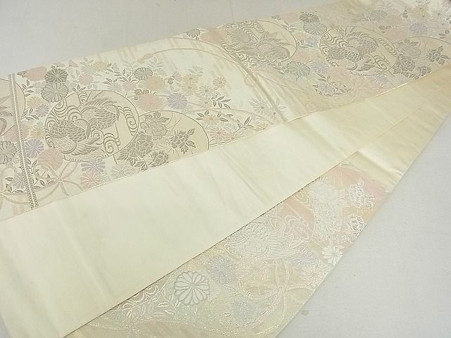 平和屋着物■六通柄袋帯 花鳥丸文 銀糸 逸品 DAAF3461sf